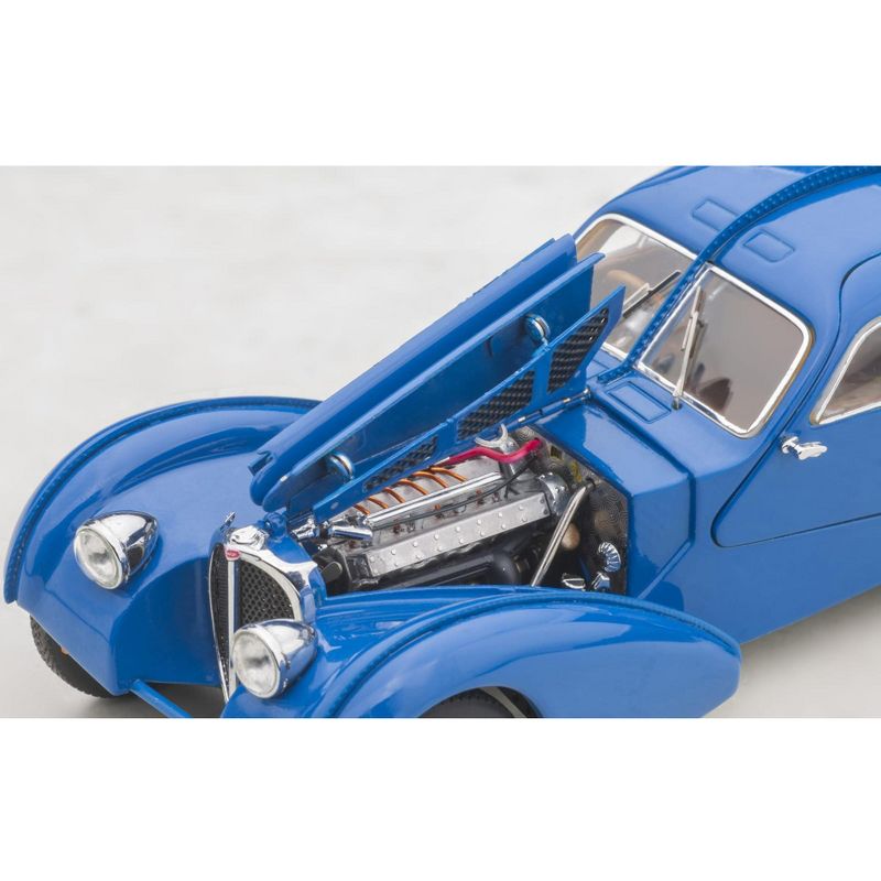 1938 Bugatti Type 57SC Atlantic with Metal Wire-Spoke Wheels Blue 1/43 Diecast Model Car by Autoart, 3 of 6
