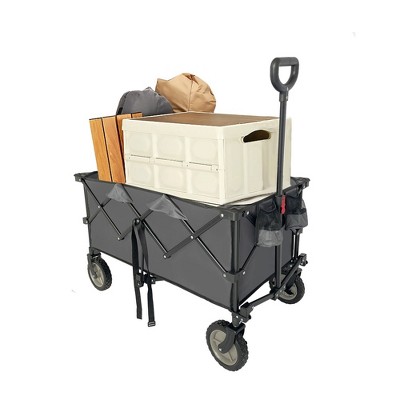 Collapsible Folding Outdoor Utility Wagon, Beach Wagon Cart With All Terrain Wheels, Portable Sports Wagon For Camping, Shopping, Garden And Beach