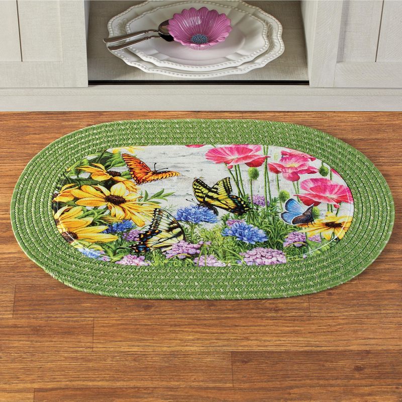 Collections Etc Butterfly Garden Braided Accent Rug by Dona Gelsinger 18X30, 2 of 5