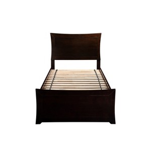 Platform Bed with Footboard & Trundle - Modern Storage Bed Frame - Sliding Guest Bed - 1 of 3