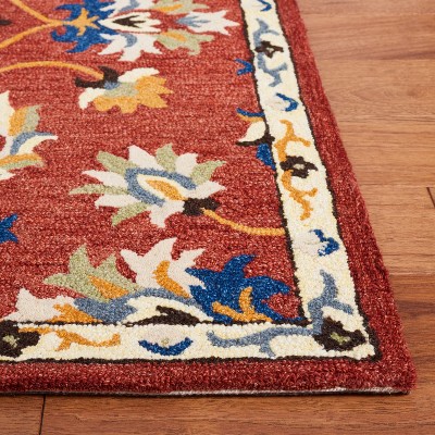Rust and Blue Hand-Tufted Wool Square Area Rug