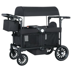 Kinder King Folding Wagon Stroller for 2 Kids, Adjustable Handle, All-Terrain Shock-Absorbing Wheel, Detachable Tray, Diaper Bag - 1 of 4
