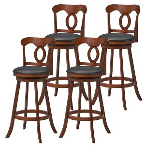 Tangkula 4 PCS Swivel Bar Stools 30 Inch Bar Height Chairs w/ Ergonomic Backrest Espresso - 1 of 4