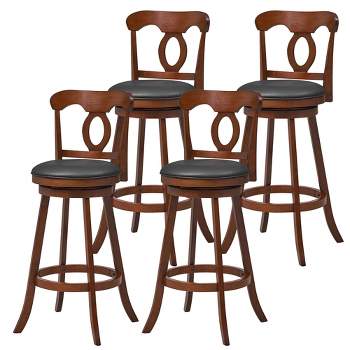 Tangkula 4 PCS Swivel Bar Stools 30 Inch Bar Height Chairs w/ Ergonomic Backrest Espresso