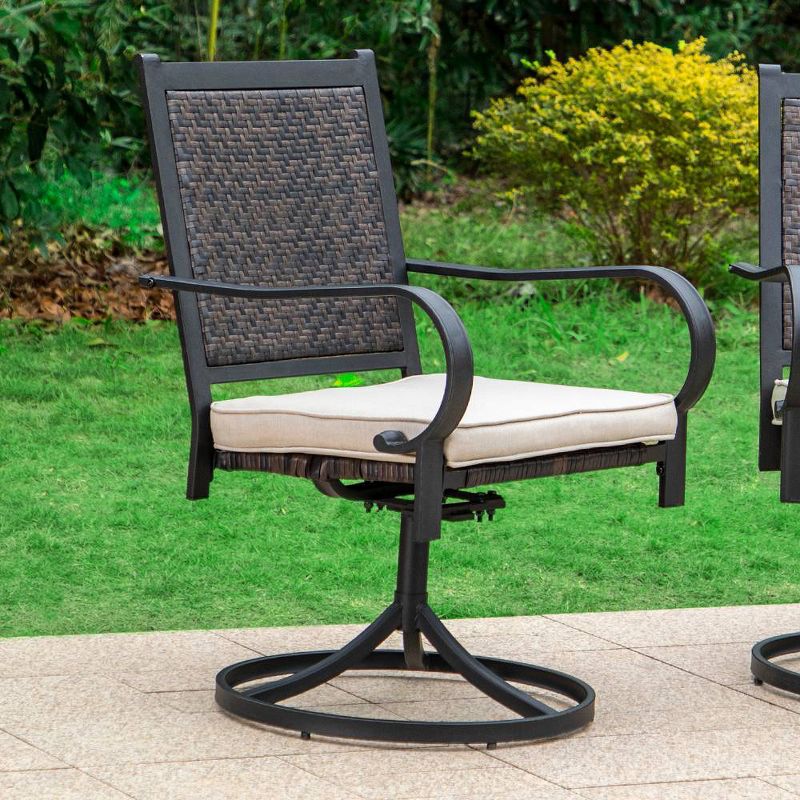 Rattan Wicker 360 Swivel Patio Dining Chairs - Captiva Designs, 3 of 9