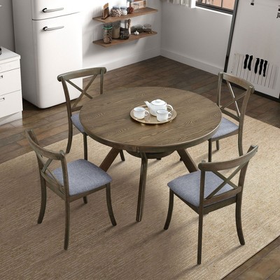 NicBex Round Modern Wooden Dining Table with Trestle Pedestal Base Kitchen Table for Dining Room, Restaurant