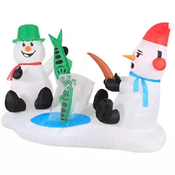 Occasions 6' INFLATABLE SNOWMEN ICE FISHING, 6 ft Tall, Multicolored