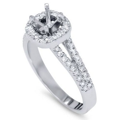 Pompeii3 1/3ct Diamond Halo Ring 14K White Gold