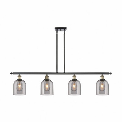 Bella - 4 Light Stem Hung Island In Industrial Style-10 Inches Tall and 48 Inches Wide