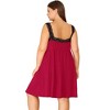 Agnes Orinda Women's Plus Size Lace Sleep Above Knee Sleeveless Lounge Nightgowns - 4 of 4