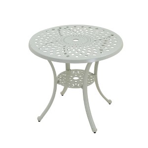 CLIHOME Patio Table Round Outdoor Coffee Table with Umbrella Hole - 1 of 4