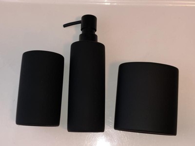 3pc Soft Touch Bath Accessories Set Black - 88 Main: Ceramic Tumbler, Spot Clean Care : Target