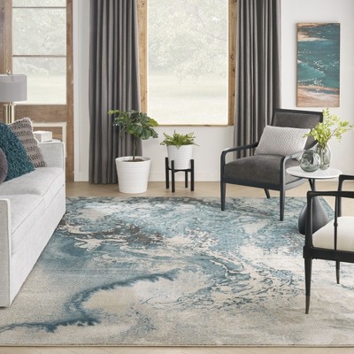 Maxell Ivory Abstract 9'3" x 12'9" Synthetic Round Rug