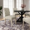 5-Piece Dining Set with Cross-Buck Round Table and 4 Tufted Chairs - 2 of 4