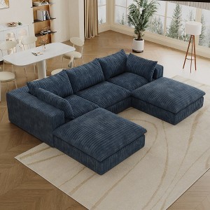 Whisen Cloud Sofa, Corduroy Fabric, Deep Seat Couche - 1 of 4