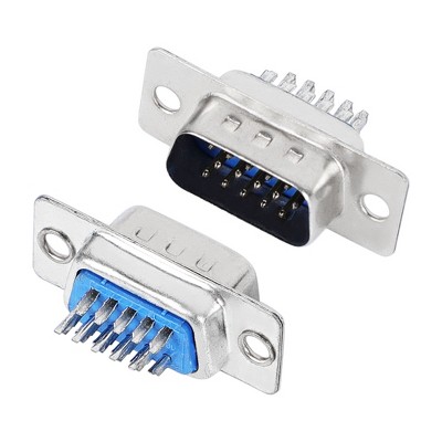 Unique Bargains Plastic Metal Connector Silver Tone Blue 2 Pcs