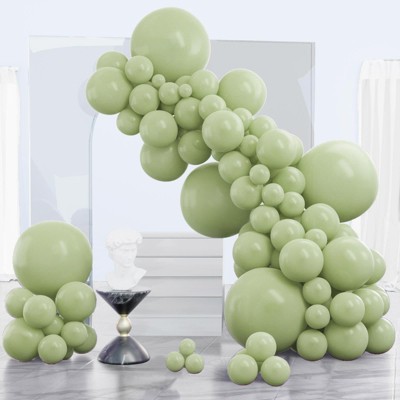 PartyWoo Balloons Sage Green Matte Olive Boho Dusty Eucalyptus 18 12 10 5 Inch 140 pcs