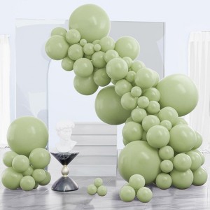 PartyWoo Balloons Sage Green Matte Olive Boho Dusty Eucalyptus 18 12 10 5 Inch 140 pcs - 1 of 4