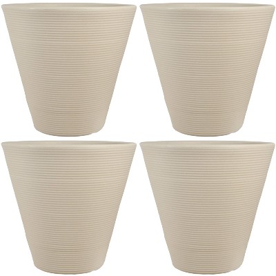 Sunnydaze Indoor/Outdoor Patio, Garden, or Porch Weather-Resistant Double-Walled Walter Flower Pot Planter - 15.5" - Antique White