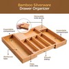 Utensil Organizer for Kitchen Drawer - Bamboo Expandable Silverware Organizer, Utensil Holder and Cutlery Tray with Divider and Removable Knife Block - 4 of 4