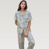 Anna-Kaci Lounge Women's Satin Pajama Set with Short Sleeve Button Up Top and Abstract Animal Print Relaxed Pants - 4 of 4
