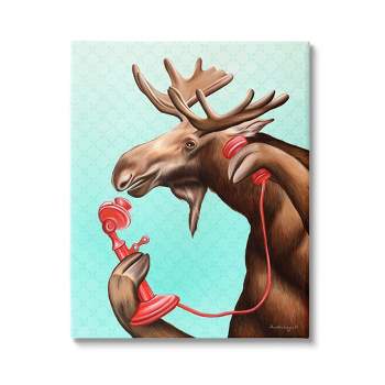Stupell Industries Vintage Moose With Candlestick Telephone Ombre Background Canvas Wall Art