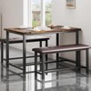 Dining Table with 2 Benches, Kitchen Table with 2 Upholstered Benches Rectangular Space Saving for ApartmentRectangular Space Saving for Apartment - 4 of 4