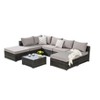 8 Pieces Outdoor Patio Sectional Sofa Couch Wicker Furniture Conversation Sets with Washable Cushions and Glass Coffee Table - 2 of 4