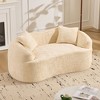 Beige Curved 2-Seat Sofa w/ Arms & 2 Pillows – Petite-Perfect for Any Room - 4 of 4