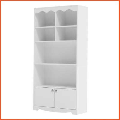 63 Inch Tall Bookcase with 6 Cubes and 2 Doors, Floor Standing 5-Tier Bookshelf with Storage Cabinet, Display Storage Organizer