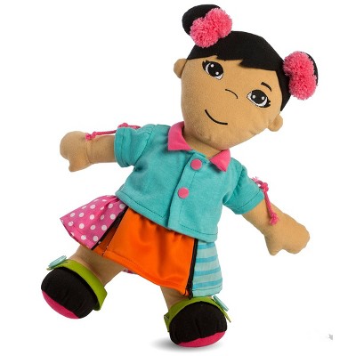 learning doll with zips and buttons