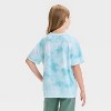 Girls' Stitch and Angel Oversized Short Sleeve Graphic T-Shirt - Blue - 3 of 4