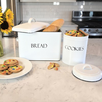 Bright White Farmhouse Ceramic Cookie Jar Set