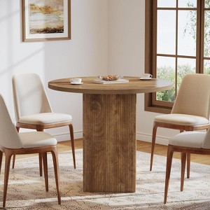 Lantine Round Dining Table for 2, 31.5" Circle Dinner Table with Wooden Fluted Pedestal for Small Spaces, Dining Room, Kitchen, Apartment - 1 of 4