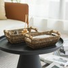 WeThinkStorage Set of 2 Woven Seagrass Decorative Basket with Wooden Handles - 3 of 4