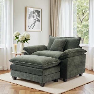 Busaurus Oversized Chenille Accent Chair with Ottoman - 1 of 4