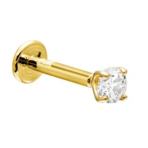 Jewelry Avalanche Unisex 16G 14K Gold 3mm Moissanite Labret Studs, Monroe, Lip Ring, 16G - 1 of 4