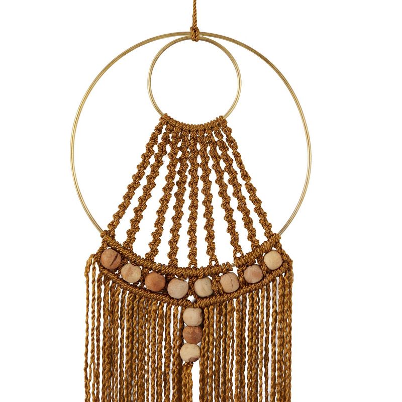 38&#34; x 10&#34; Fabric Macrame Intricately Weaved Wall Decor with Beaded Fringe Tassels Brown - Olivia &#38; May, 3 of 6