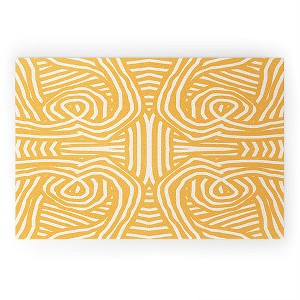 Little Dean Yellow mustard boho stripe Looped Vinyl Welcome Mat - Society6 - 1 of 4