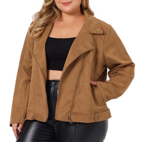 suede biker jacket plus size