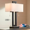 360 Lighting Neil Modern Rustic Table Lamp 26" High Black Metal with USB Charging Port White Rectangular Shade for Bedroom Living Room Bedside Desk - 2 of 4