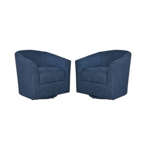 Set of 2 Liria Wooden Upholstered Barrel Chair for Livingroom with Metal Swivel Base | ARTFUL LIVING DESIGN - 1 of 4