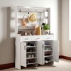 51.2" Minimalist Four-Door Shoe Cabinet with Coat Rack, 3 Drawers, 8 Shelves, Metal Hooks for Hallway, Entryway, Living Room - 3 of 4