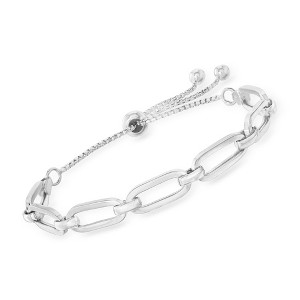 Ross-Simons Italian Sterling Silver Paper Clip Bolo Bracelet Size - 1 of 4