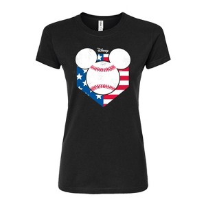 Women's - Disney - Mickey Baseball Flag Diamond Fitted Graphic T-Shirt - 1 of 3