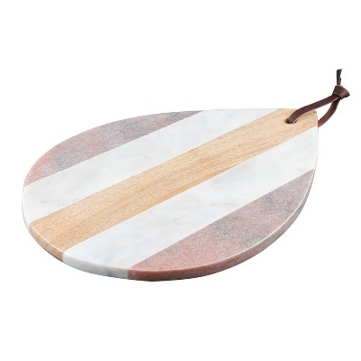 14" x 10" Marble and Mango Wood Tear Drop Serving Tray - Thirstystone