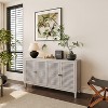 TIRAMISUBEST Distressed White 4-Door Farmhouse Accent Cabinet - Rustic Sideboard for Living Room, Dining Room & Entryway - 3 of 4