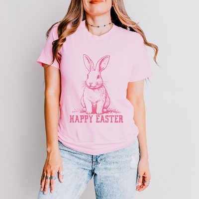 Simply Sage Market Happy Easter Bunny Outline Short Sleeve Tee
