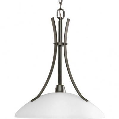 Progress Lighting, Wisten Collection, 1-Light Pendant, Antique Bronze, Etched Glass Shade