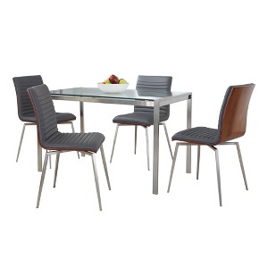 5-Piece Dining Set with Glass Table and 4 Upholstered Chairs - 1 of 4